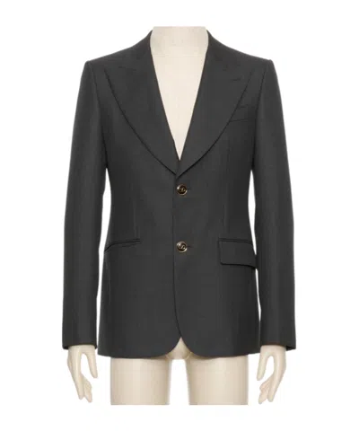 Valentino Lapel Long-sleeved Suit Jacket In Black