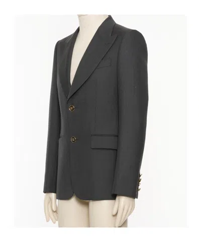 Valentino Lapel Long-sleeved Suit Jacket In Black