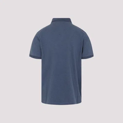 Moncler Blue Tricol-trimmed Pique Polo Shirt