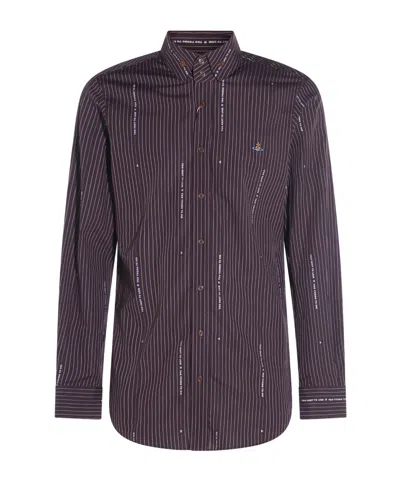 Vivienne Westwood Striped Pattern Button-down Collar Long Sleeves Shirt In Purple