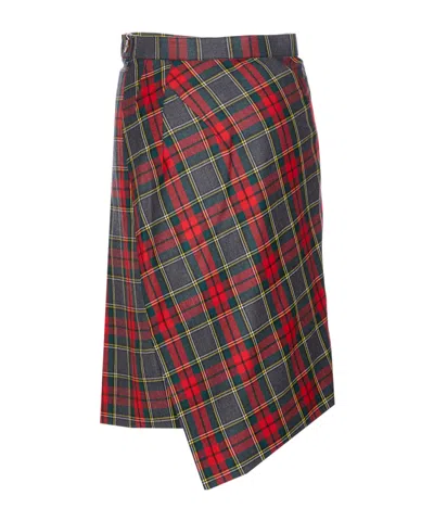 Vivienne Westwood Asymmetric Tartan Midi Skirt In Multi