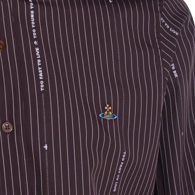 Vivienne Westwood Striped Pattern Button-down Collar Long Sleeves Shirt In Purple