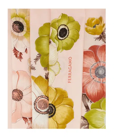 Ferragamo Anemone Print Silk Scarf
