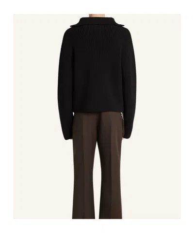 Courrèges Crewneck Wool Sweater V-neck In Black