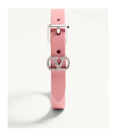 Valentino Leather Ovalette Bracelet In Pink