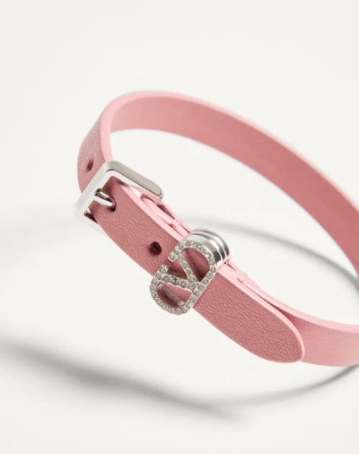 Valentino Leather Ovalette Bracelet In Pink