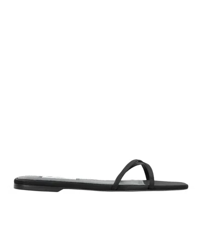 Totême Crossover Strap Square Open Toe Sandals In Black
