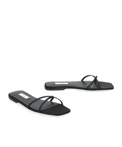 Totême Crossover Strap Square Open Toe Sandals In Black