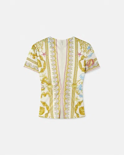 Versace Underwater Barocco Safety Pin Gathered Top In Yellow
