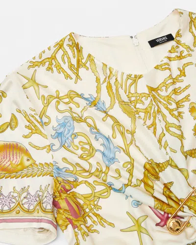 Versace Underwater Barocco Safety Pin Gathered Top In Yellow