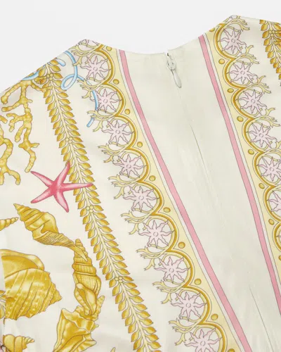 Versace Underwater Barocco Safety Pin Gathered Top In Yellow