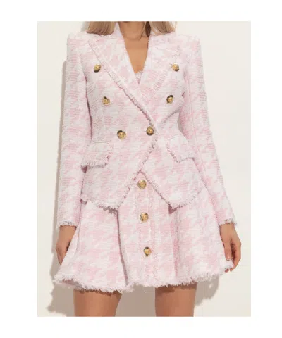Balmain Tweed Frayed-edge Blazer