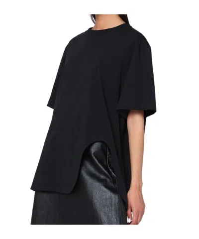 Attico Black Cotton T-shirt In Black