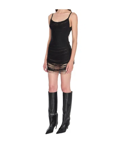 Attico Asymmetric Hem Mini Dress With Charleston Effect