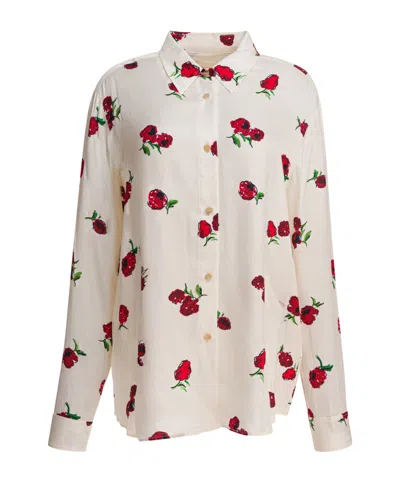 Khaite Argo Raspberry-print Shirt In White
