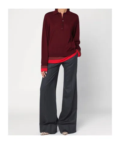 Stella Mccartney Layered Wool Long-sleeved Polo T-shirt