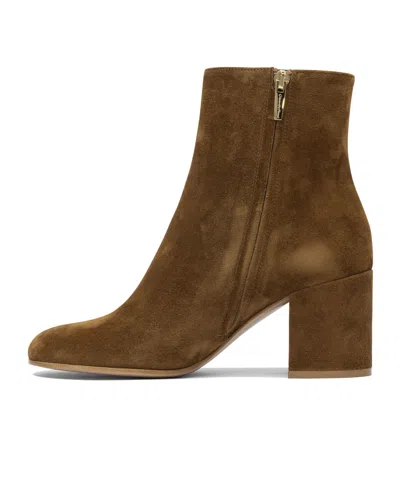 Gianvito Rossi Block Heel Suede Ankle Boots In Brown