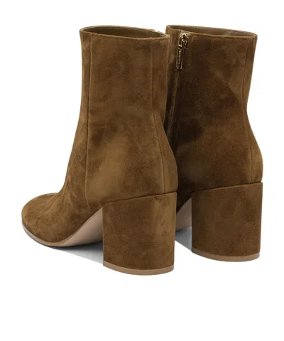 Gianvito Rossi Block Heel Suede Ankle Boots In Brown