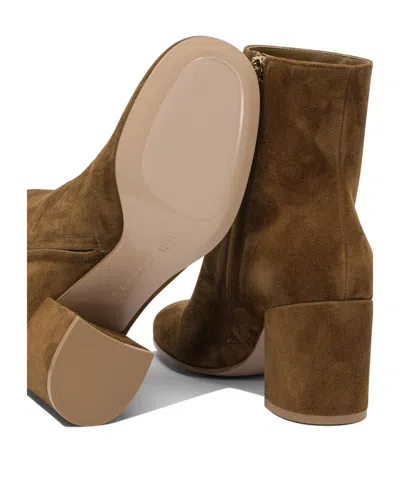 Gianvito Rossi Block Heel Suede Ankle Boots In Brown