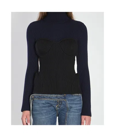 Jean Paul Gaultier Women Ribbed Knit Pullover In Black