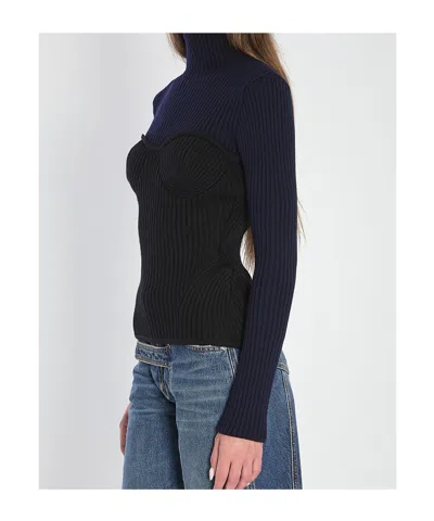 Jean Paul Gaultier Women Ribbed Knit Pullover In Black