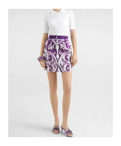 Dolce & Gabbana Ribbed Polo Top In White