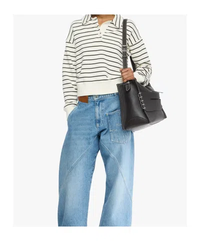 Jw Anderson Striped Polo Shirt In White