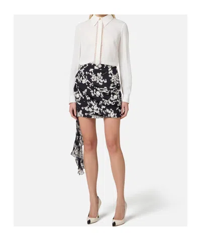 Elisabetta Franchi Floral-print Draped Mini Skirt In Multi