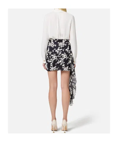 Elisabetta Franchi Floral-print Draped Mini Skirt In Multi