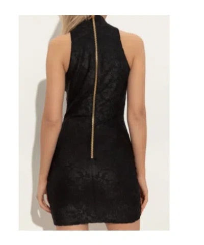 Balmain Black Dress With Pointed Collar And Logo Buttons On The Front In Brown