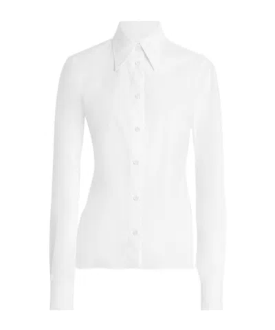 Dolce & Gabbana Cotton Poplin Fitted Button-down Shirt In White