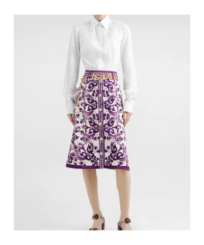 Dolce & Gabbana Cotton Poplin Fitted Button-down Shirt In White