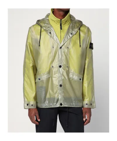 Stone Island Two-tone Fern-coloured Jacket In Translucent Polyurethane Men In Yellow