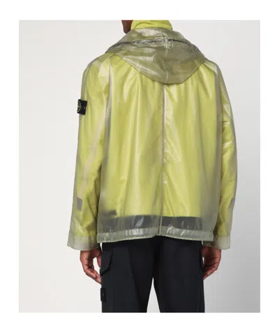 Stone Island Two-tone Fern-coloured Jacket In Translucent Polyurethane Men In Yellow