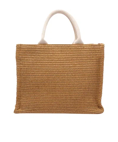 Marni Small Floral Embroidered Logo Raffia Tote