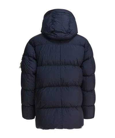 Stone Island Reversible Padded Hooded Down Jacket In Blue