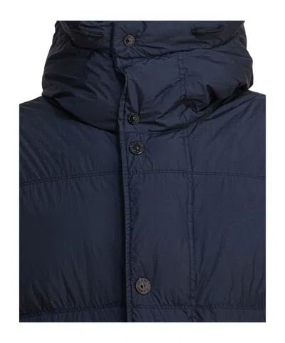 Stone Island Reversible Padded Hooded Down Jacket In Blue