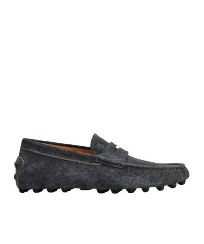 Tod's Almond Toe Leather Loafers With Penny Strap In Blue
