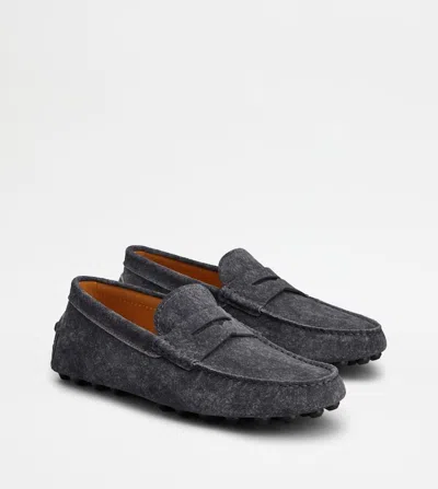Tod's Almond Toe Leather Loafers With Penny Strap In Blue