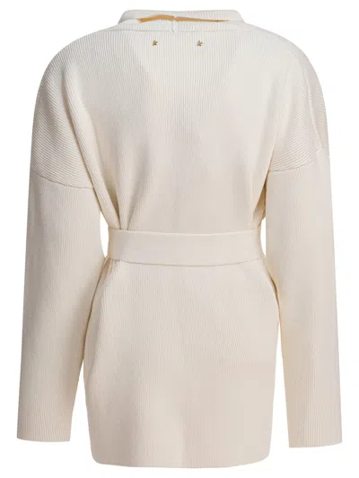 Golden Goose Belted Knitted Cardigan In White