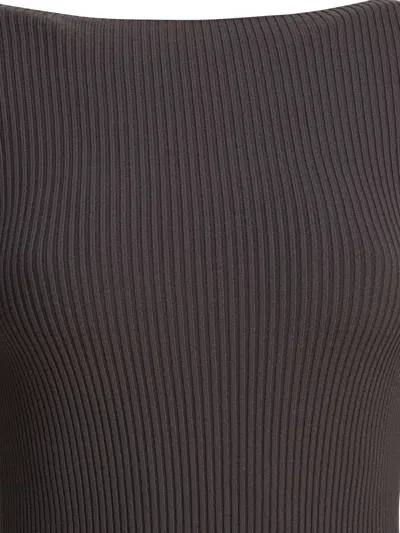 Rick Owens Ribbed Open-back Midi Dress In Gray