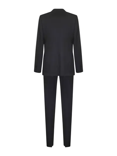 Dolce & Gabbana Black Wool And Silk Three-piece Tuxedo Suit In Blue