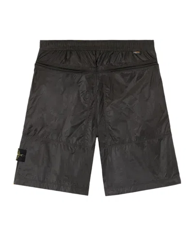 Stone Island Loose-wide-leg Bermuda Shorts With Elasticated Waistband In Gray
