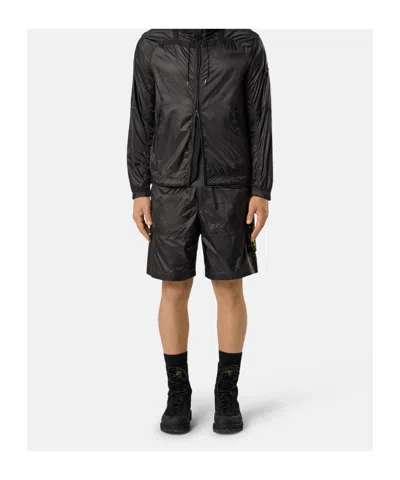 Stone Island Loose-wide-leg Bermuda Shorts With Elasticated Waistband In Gray