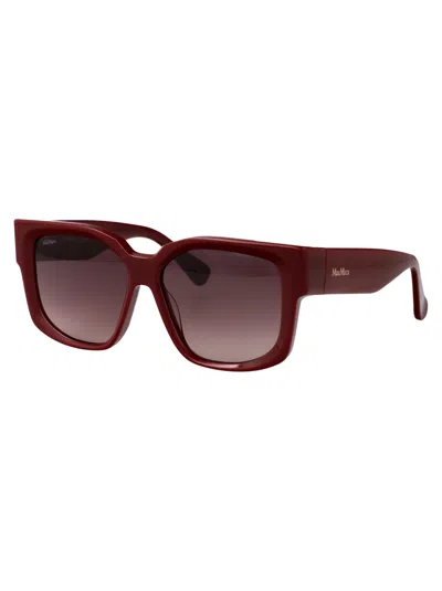 Max Mara Rectangular Sunglasses In Burgundy
