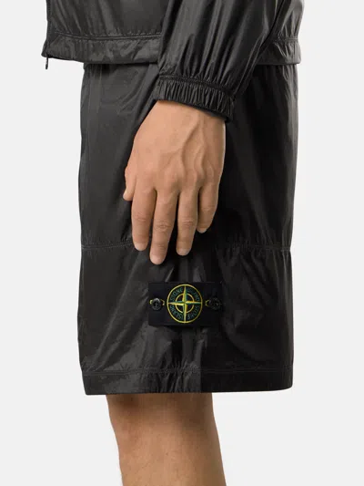 Stone Island Loose-wide-leg Bermuda Shorts With Elasticated Waistband In Gray