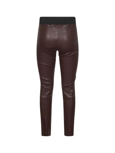 Brunello Cucinelli Women Burgundy Stretch Nappa Leggings In Burgundy