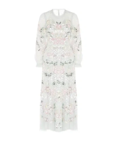 Needle & Thread Rosalie Sequin-embellished Long-sleeve Gown In White