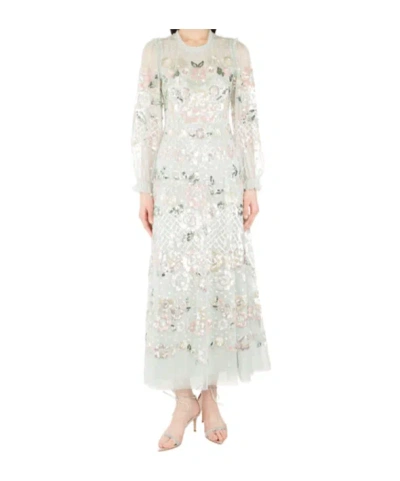 Needle & Thread Rosalie Sequin-embellished Long-sleeve Gown In White