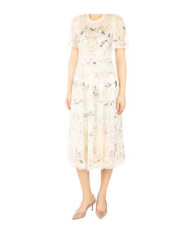 Needle & Thread Sequined Tulle Dress In White